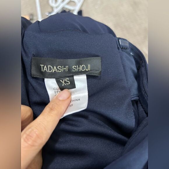 Tadashi Shoji Navy Blue Maxi Dress Open Leg - Picture 9 of 12